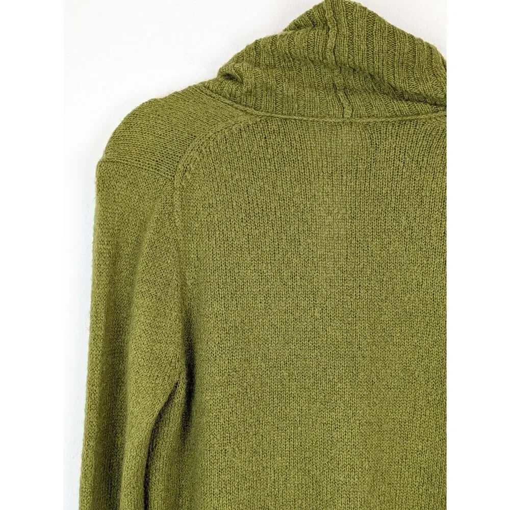 J Crew Factory Sweater Shawl Mohair Wool Fuzzy Fall Winter Preppy Green Size XL